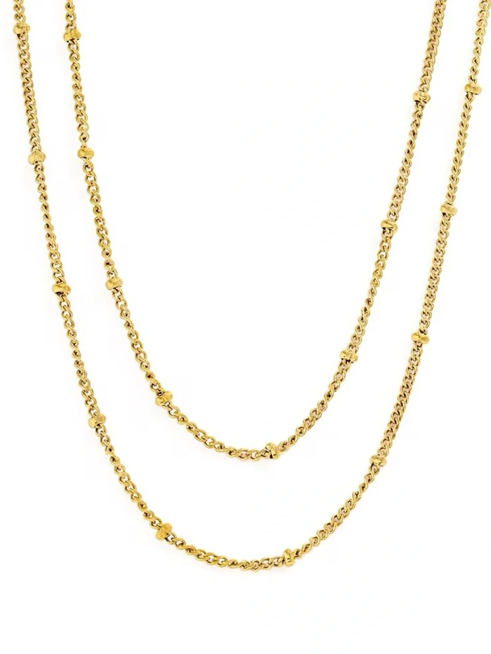 18k gold Delicate Double-Layer Gold Beaded Necklace - Picture 7 of 7